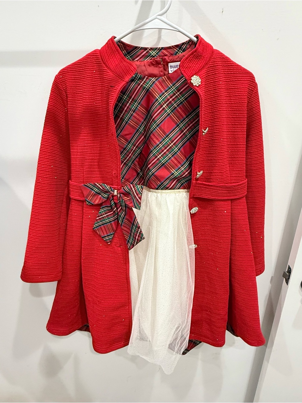 Girls Red Holiday Coat and Dress Set size 10